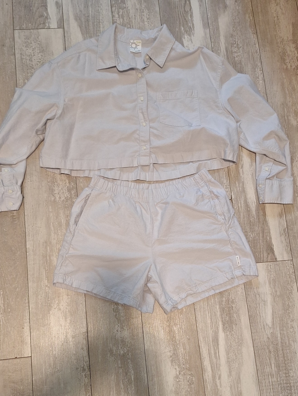 Light Gray Offline  Set Button Up And Pull-On Shorts  Size M